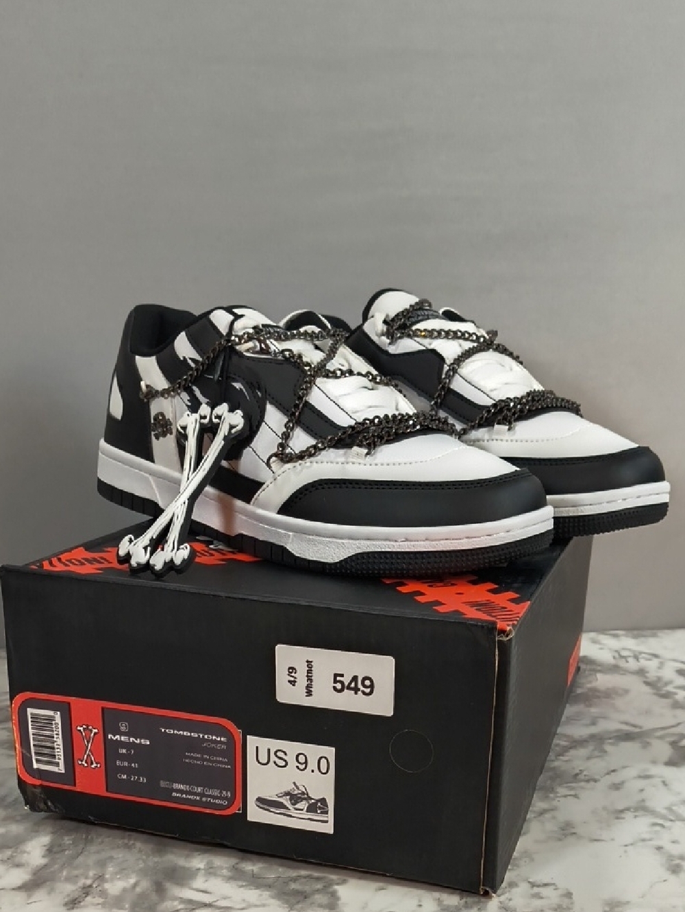 Brand X Court Tombstone Joker Mens black/White sneaker s- 9